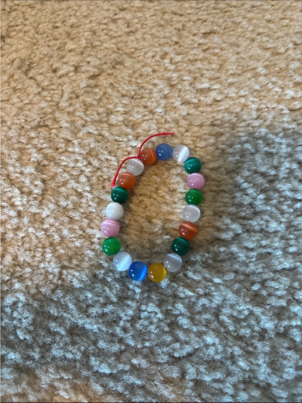 Kids Multicolor Beaded Stretch Bracelet - Pink Green Blue Yellow White